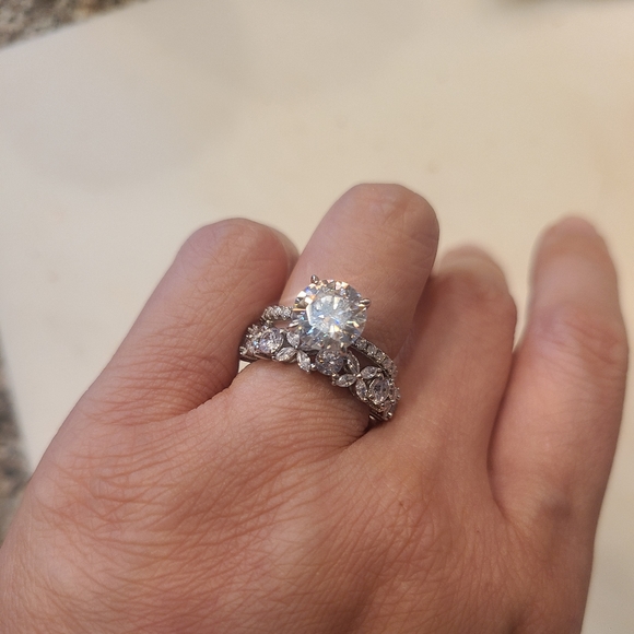 3ct Moissanite Pave Band Engagement Ring size 6 - Picture 5 of 6